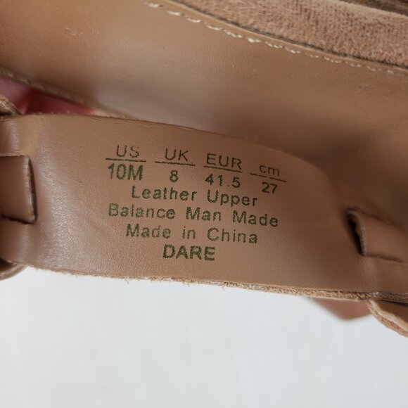 Franco Sarto Dare Nude Leather T-Strap Open Toe Wedge Sandals Womens Size 10 - Picture 10 of 10